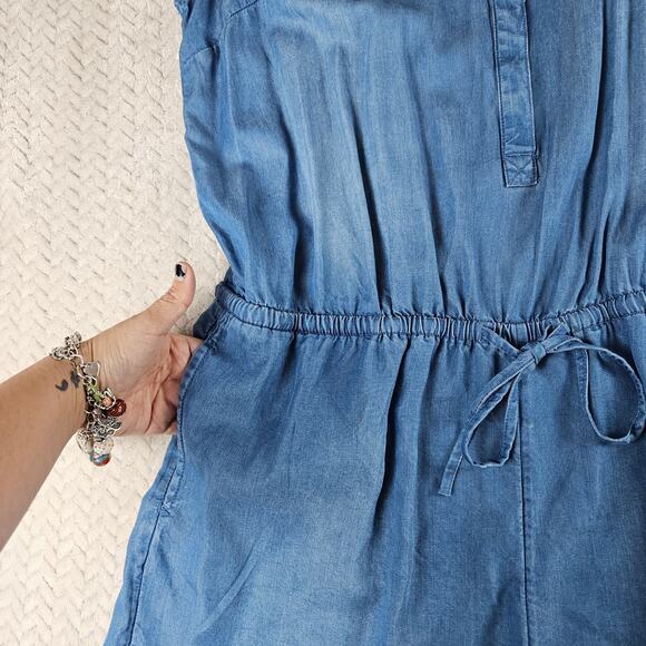 Merona Chambray Romper Womens XL Blue Casual Summer Minimalist Boho Time Capsule - Picture 7 of 9